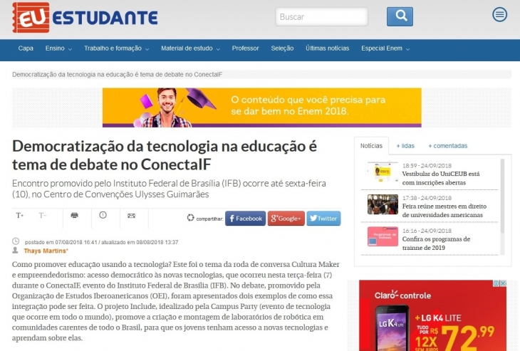 Explorum no  Correio Brasiliense