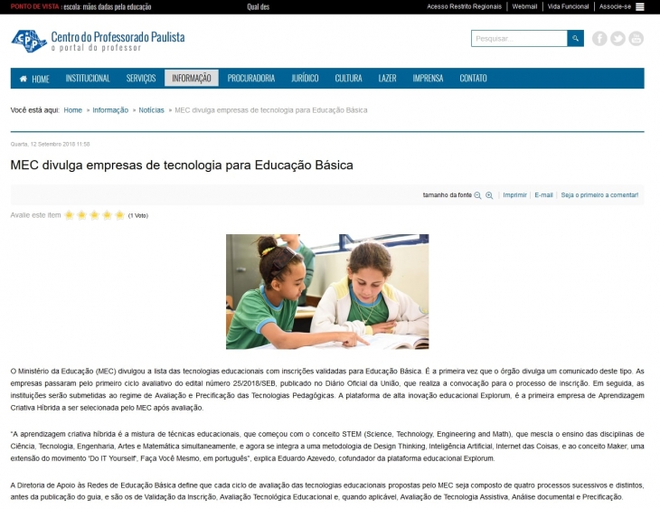 Explorum  no Centro do Professorado Paulista