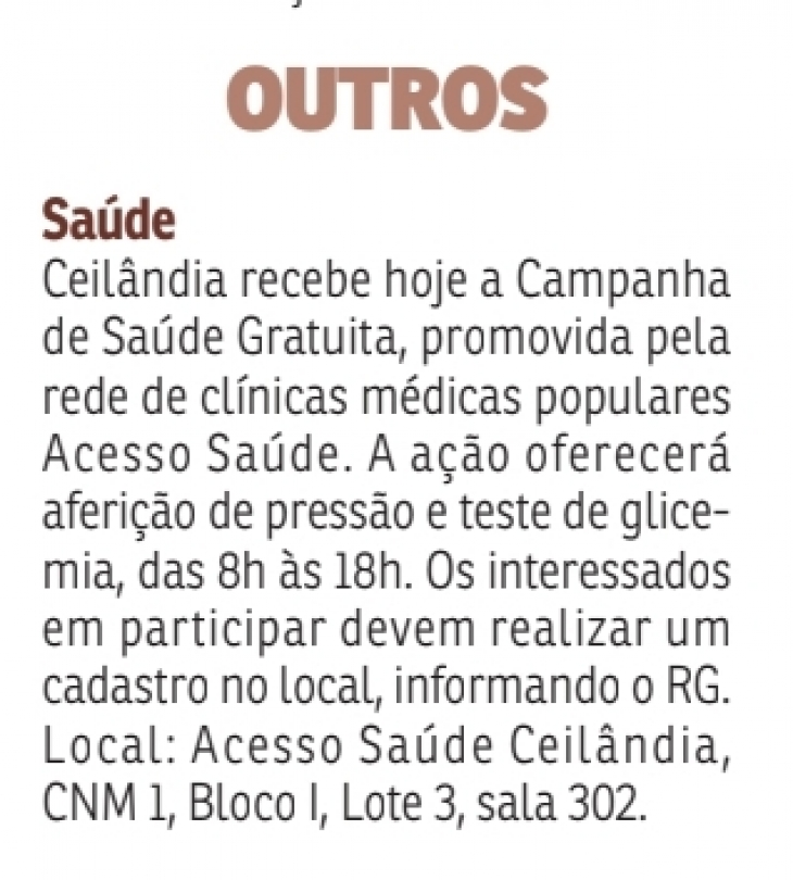 Acesso Saúde no Correio Braziliense